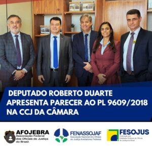 Leia mais sobre o artigo ATRIBUIÇÕES: DEPUTADO ROBERTO DUARTE APRESENTA PARECER AO PL 9609/2018 NA CCJ DA CÂMARA